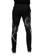 Dolce & Gabbana Black Cotton Floral Skinny Dress Pants -   -  Dolce & Gabbana.