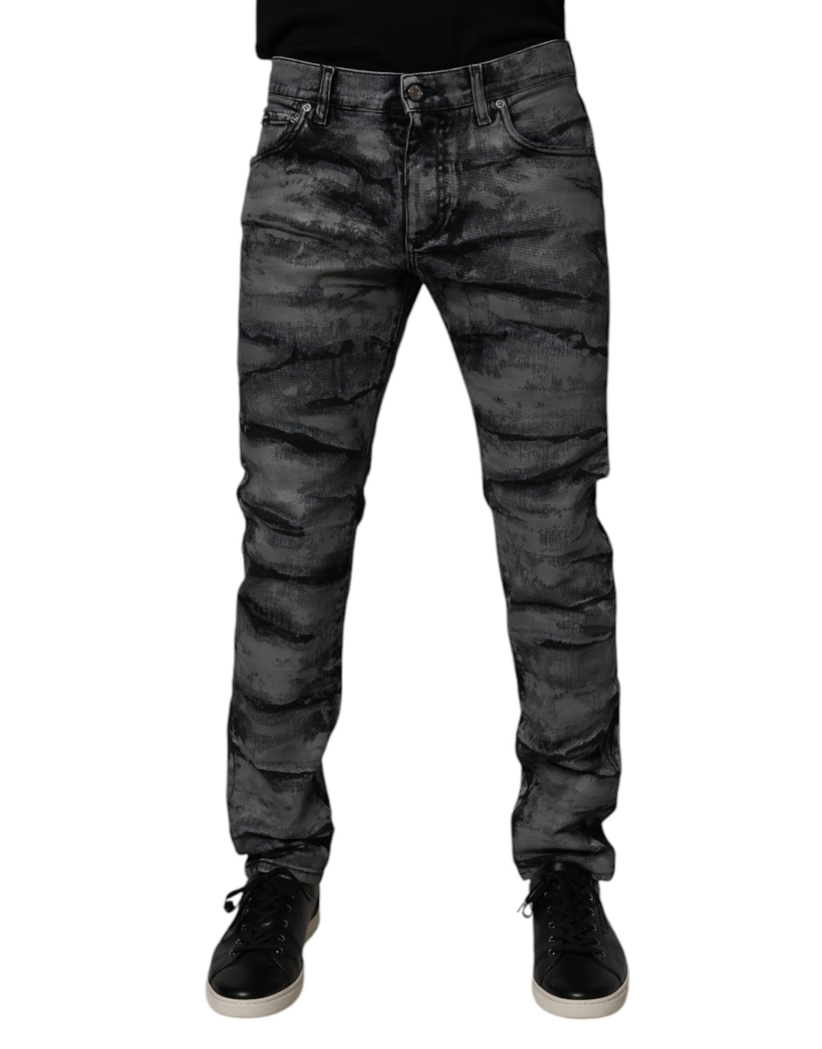 Dolce & Gabbana Gray Tie Dye Cotton Skinny Men Denim Jeans -   -  Dolce & Gabbana.