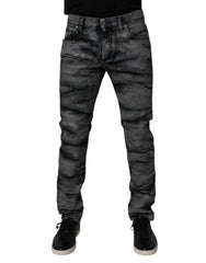 Dolce & Gabbana Gray Tie Dye Cotton Skinny Men Denim Jeans -   -  Dolce & Gabbana.