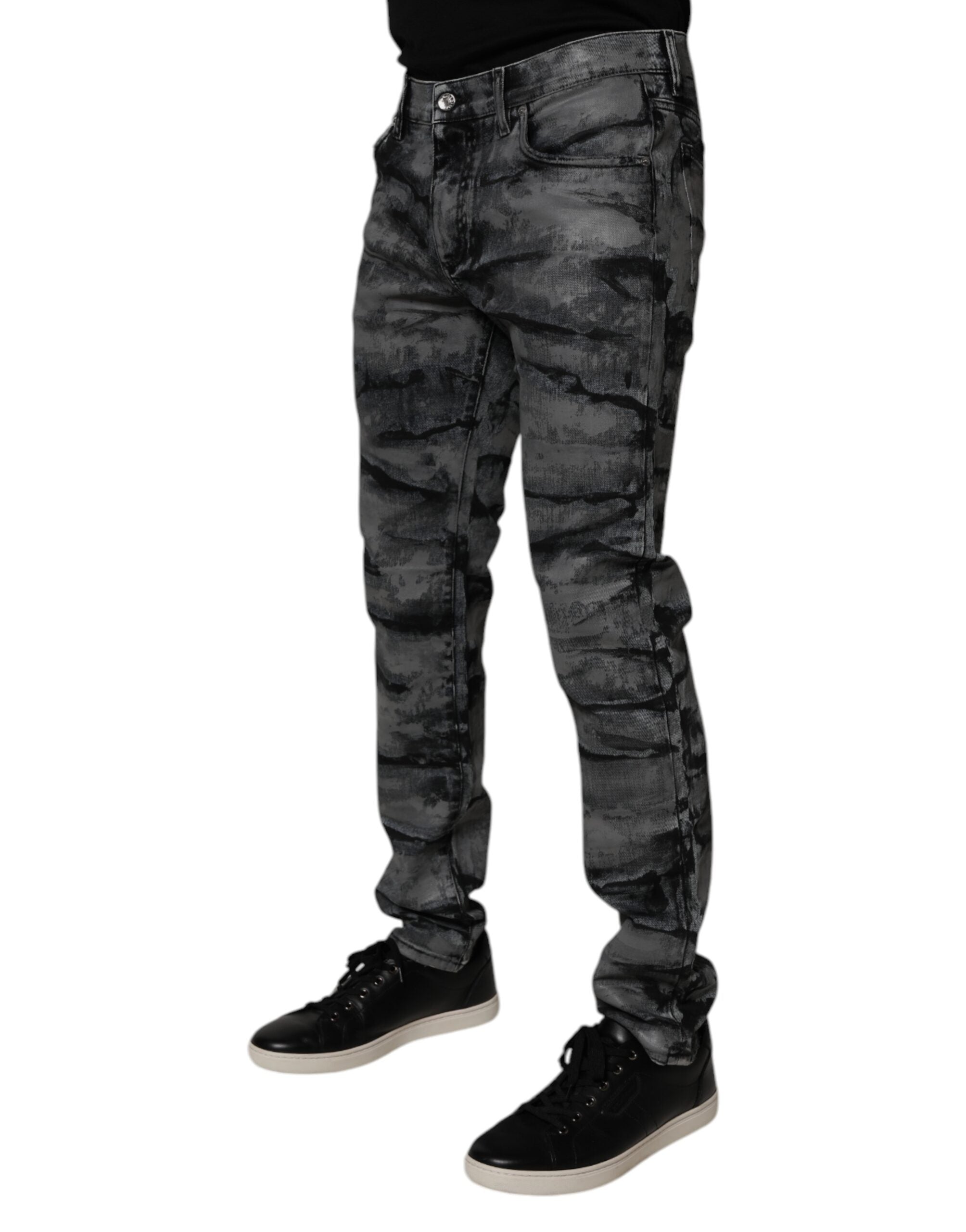 Dolce & Gabbana Gray Tie Dye Cotton Skinny Men Denim Jeans -   -  Dolce & Gabbana. Dolce & Gabbana Gray Tie Dye Cotton Skinny Men Denim Jeans -   -  Dolce & Gabbana.