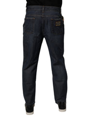 Dolce & Gabbana Beige Blue Floral Cotton Men Denim Jeans -   -  Dolce & Gabbana.