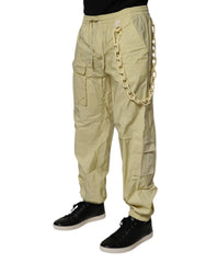 Dolce & Gabbana Yellow Nylon Cargo Chain Men Jogger Pants -   -  Dolce & Gabbana.