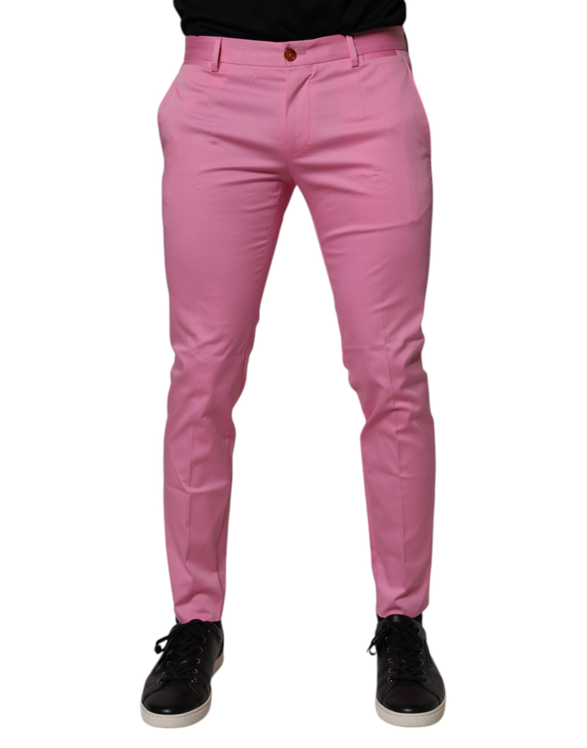 Dolce & Gabbana Pink Cotton Slim Fit Men Dress Formal Pants -   -  Dolce & Gabbana.