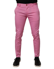 Dolce & Gabbana Pink Cotton Slim Fit Men Dress Formal Pants -   -  Dolce & Gabbana.