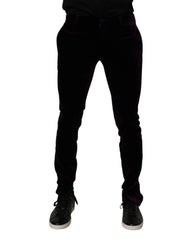Dolce & Gabbana Violet Velvet Cotton Men Dress Formal Pants -   -  Dolce & Gabbana.