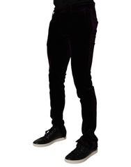 Dolce & Gabbana Violet Velvet Cotton Men Dress Formal Pants -   -  Dolce & Gabbana.