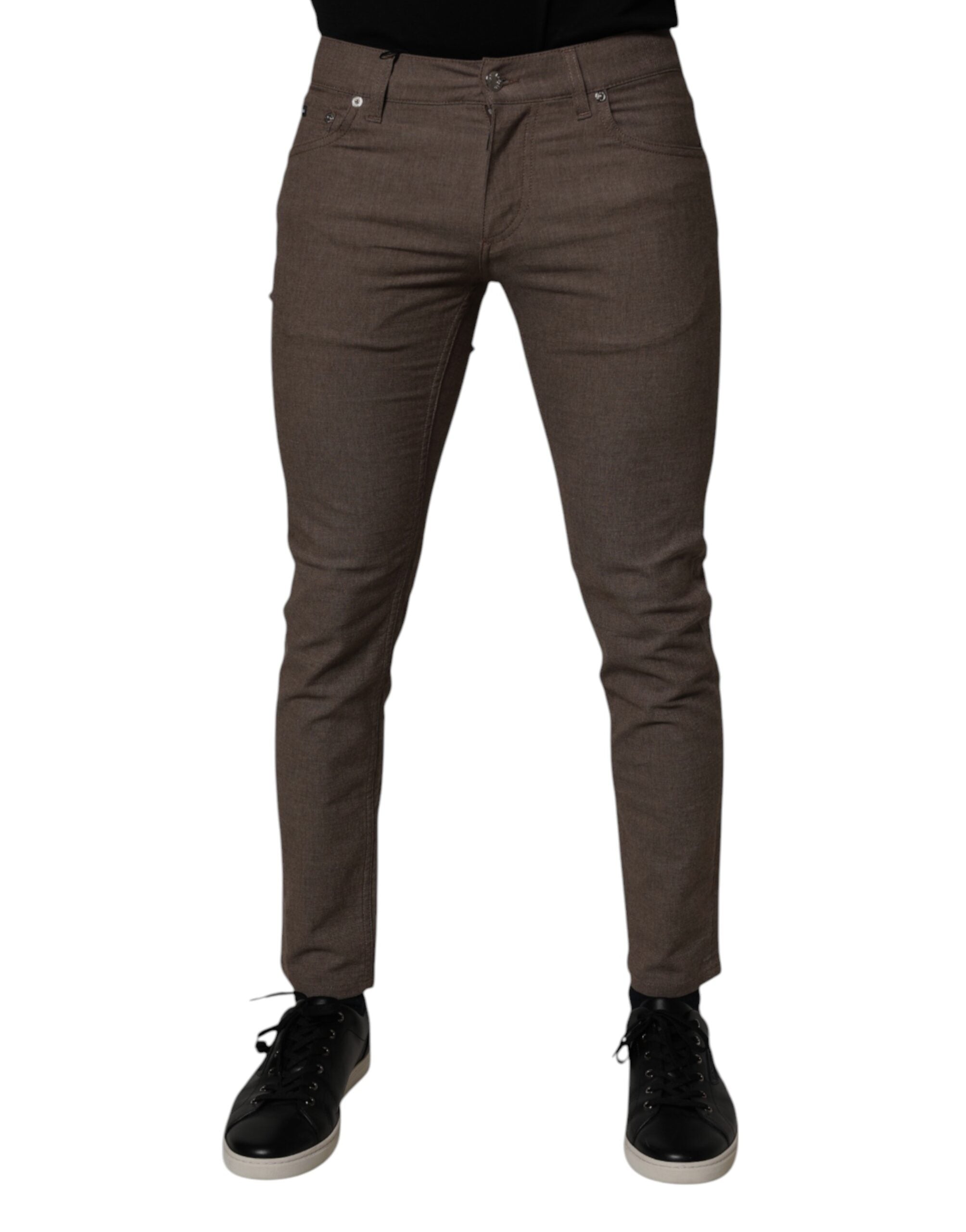 Dolce & Gabbana Brown Cotton Stretch Chino Pants -   -  Dolce & Gabbana.