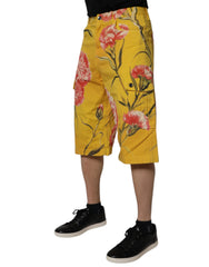 Dolce & Gabbana Yellow Floral Cargo Denim Men Bermuda Shorts -   -  Dolce & Gabbana.