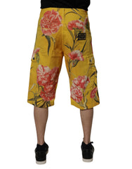 Dolce & Gabbana Yellow Floral Cargo Denim Men Bermuda Shorts -   -  Dolce & Gabbana.