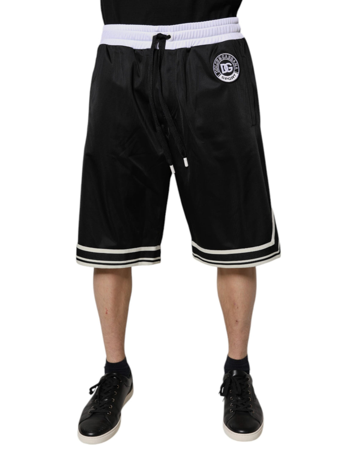 Dolce & Gabbana Black White Men Bermuda Sweatshorts Shorts -   -  Dolce & Gabbana.