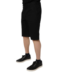 Dolce & Gabbana Black Cotton Stretch Mid Waist Bermuda Shorts -   -  Dolce & Gabbana.