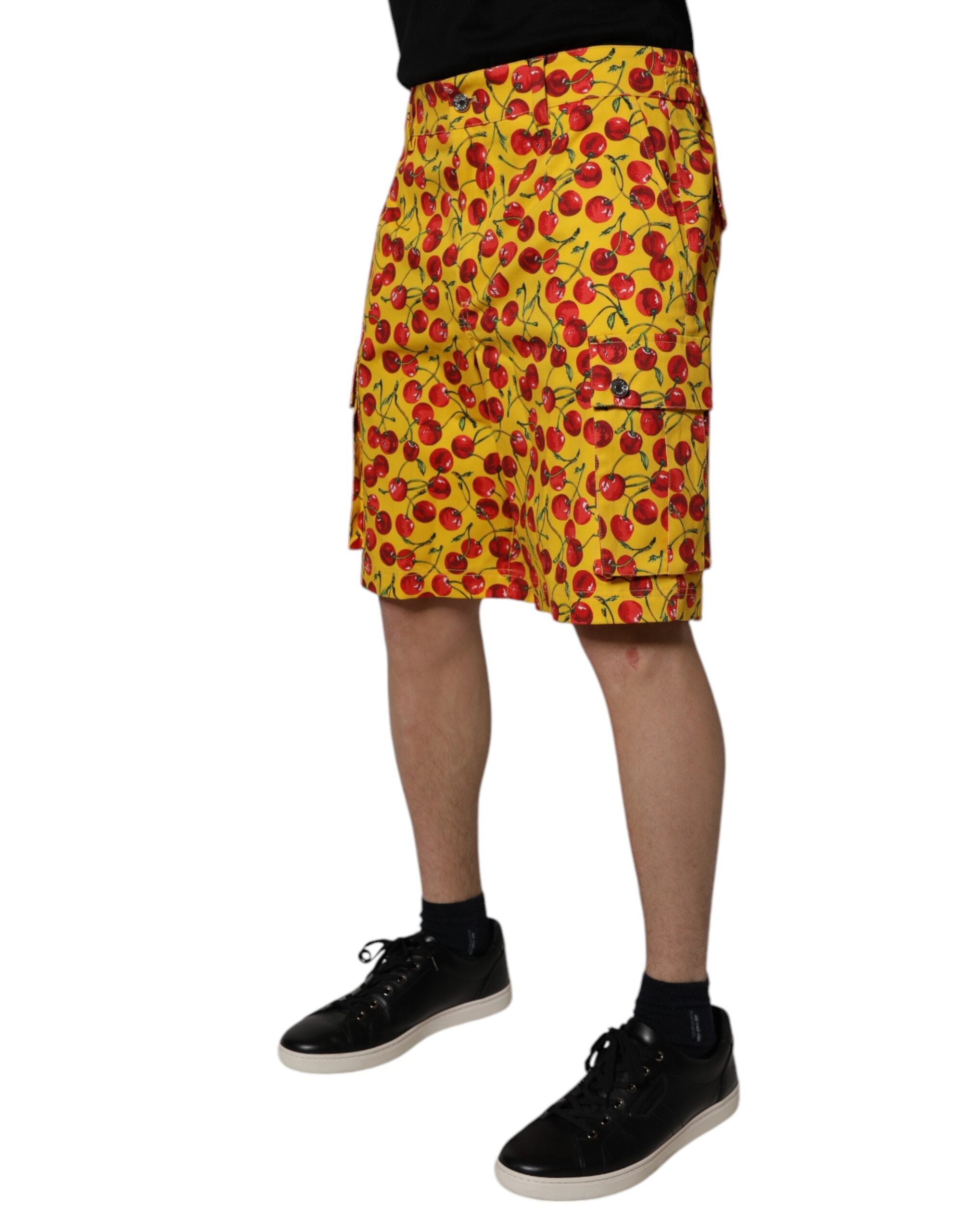 Dolce & Gabbana Yellow Cherry Print Cotton Men Bermuda Shorts -   -  Dolce & Gabbana. Dolce & Gabbana Yellow Cherry Print Cotton Men Bermuda Shorts -   -  Dolce & Gabbana.