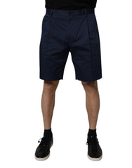 Dolce & Gabbana Dark Blue Cotton Mid Waist Men Bermuda Shorts -   -  Dolce & Gabbana.