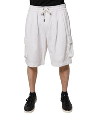 Dolce & Gabbana White Cotton Cargo Bermuda Sweatshorts Shorts -   -  Dolce & Gabbana.