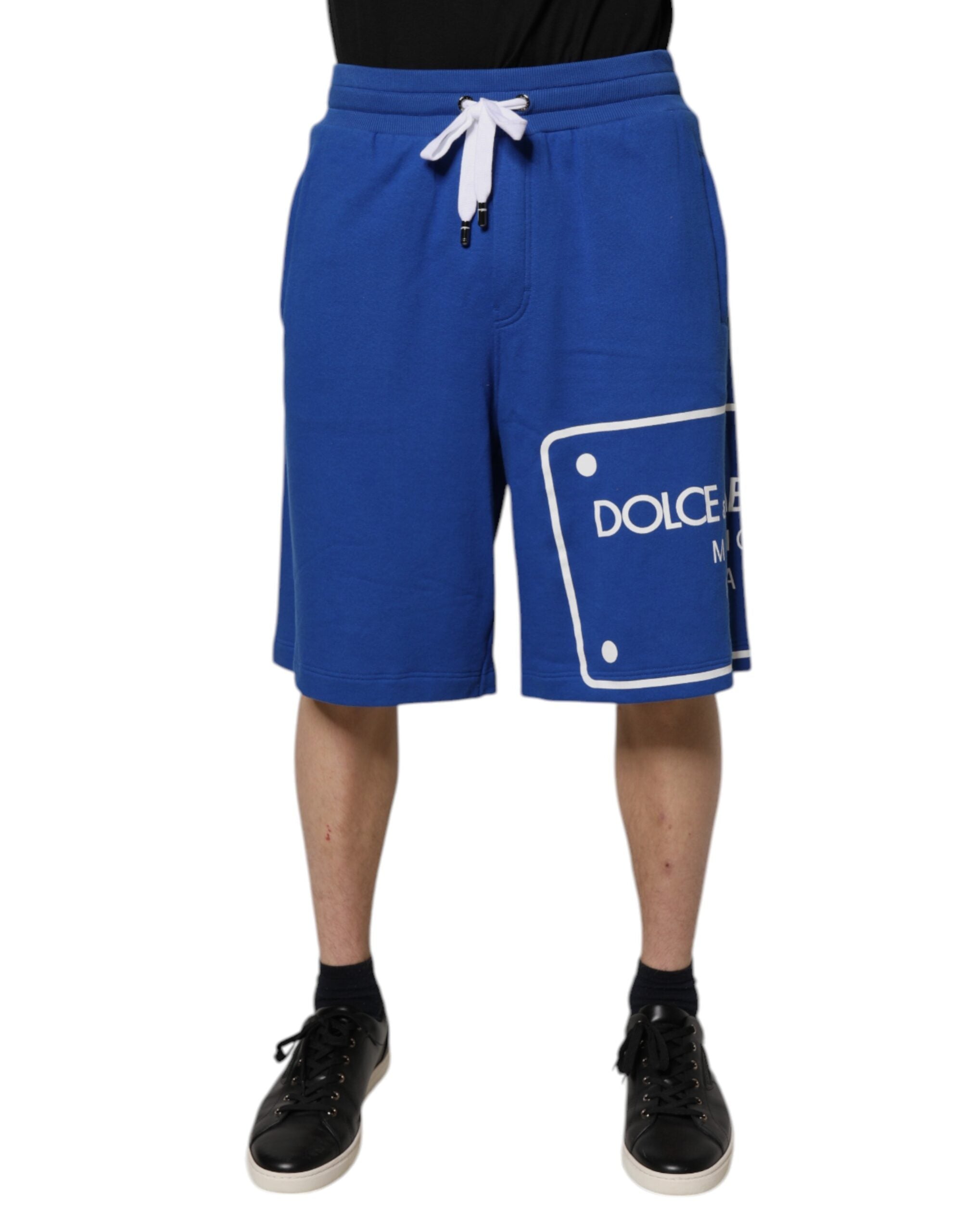 Dolce & Gabbana Blue Logo Cotton Bermuda Sweatshorts Shorts -   -  Dolce & Gabbana. Dolce & Gabbana Blue Logo Cotton Bermuda Sweatshorts Shorts -   -  Dolce & Gabbana.