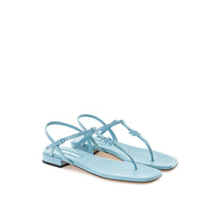 Miu Miu Blue Patent Leather Flip-Flop Sandal -   -  Miu Miu.