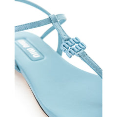 Miu Miu Blue Patent Leather Flip-Flop Sandal -   -  Miu Miu.