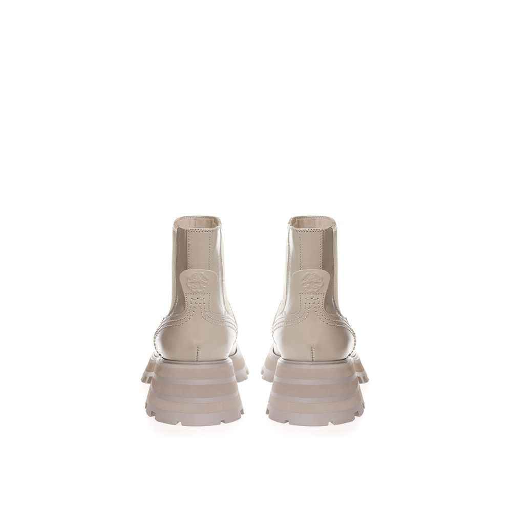 Alexander McQueen Chic Gray Leather Boots for Elegant Steps -   -  Alexander McQueen. Alexander McQueen Chic Gray Leather Boots for Elegant Steps -   -  Alexander McQueen.