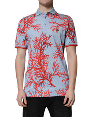 Dolce & Gabbana Light Blue Coral Cotton Polo Shirt T-shirt - - Dolce & Gabbana.