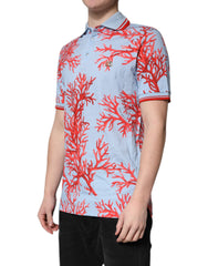Dolce & Gabbana Light Blue Coral Cotton Polo Shirt T-shirt - - Dolce & Gabbana.
