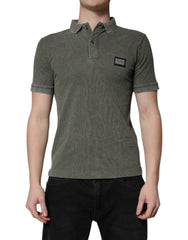 Dolce & Gabbana Army Green Logo Plaque Cotton Polo Shirt T-shirt - - Dolce & Gabbana.