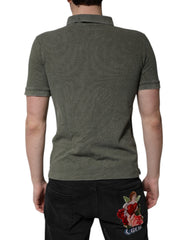 Dolce & Gabbana Army Green Logo Plaque Cotton Polo Shirt T-shirt - - Dolce & Gabbana.