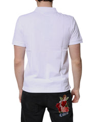 Dolce & Gabbana White Cotton Crown Collared Men Polo T-shirt - - Dolce & Gabbana.
