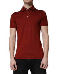 Dolce & Gabbana Red Cotton DG Logo Collared Men Polo T-shirt - - Dolce & Gabbana.