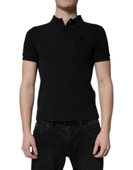 Dolce & Gabbana Black Cotton DG Logo Collared Polo T-shirt - - Dolce & Gabbana.