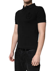 Dolce & Gabbana Black Cotton DG Logo Collared Polo T-shirt - - Dolce & Gabbana.