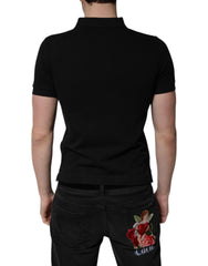 Dolce & Gabbana Black Cotton DG Logo Collared Polo T-shirt - - Dolce & Gabbana.