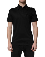 Dolce & Gabbana Black Polyester DG Logo Collared Polo T-shirt - - Dolce & Gabbana.