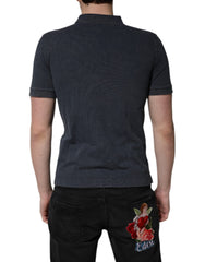 Dolce & Gabbana Dark Blue Logo Plaque Cotton Men Polo Shirt T-shirt - - Dolce & Gabbana.