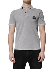 Dolce & Gabbana Gray Logo Plaque Cotton Men Polo Shirt T-shirt - - Dolce & Gabbana.