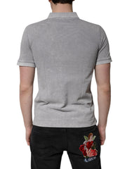 Dolce & Gabbana Gray Logo Plaque Cotton Men Polo Shirt T-shirt - - Dolce & Gabbana.