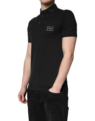 Dolce & Gabbana Dark Gray Logo Plaque Cotton Men Polo Shirt T-shirt - - Dolce & Gabbana.