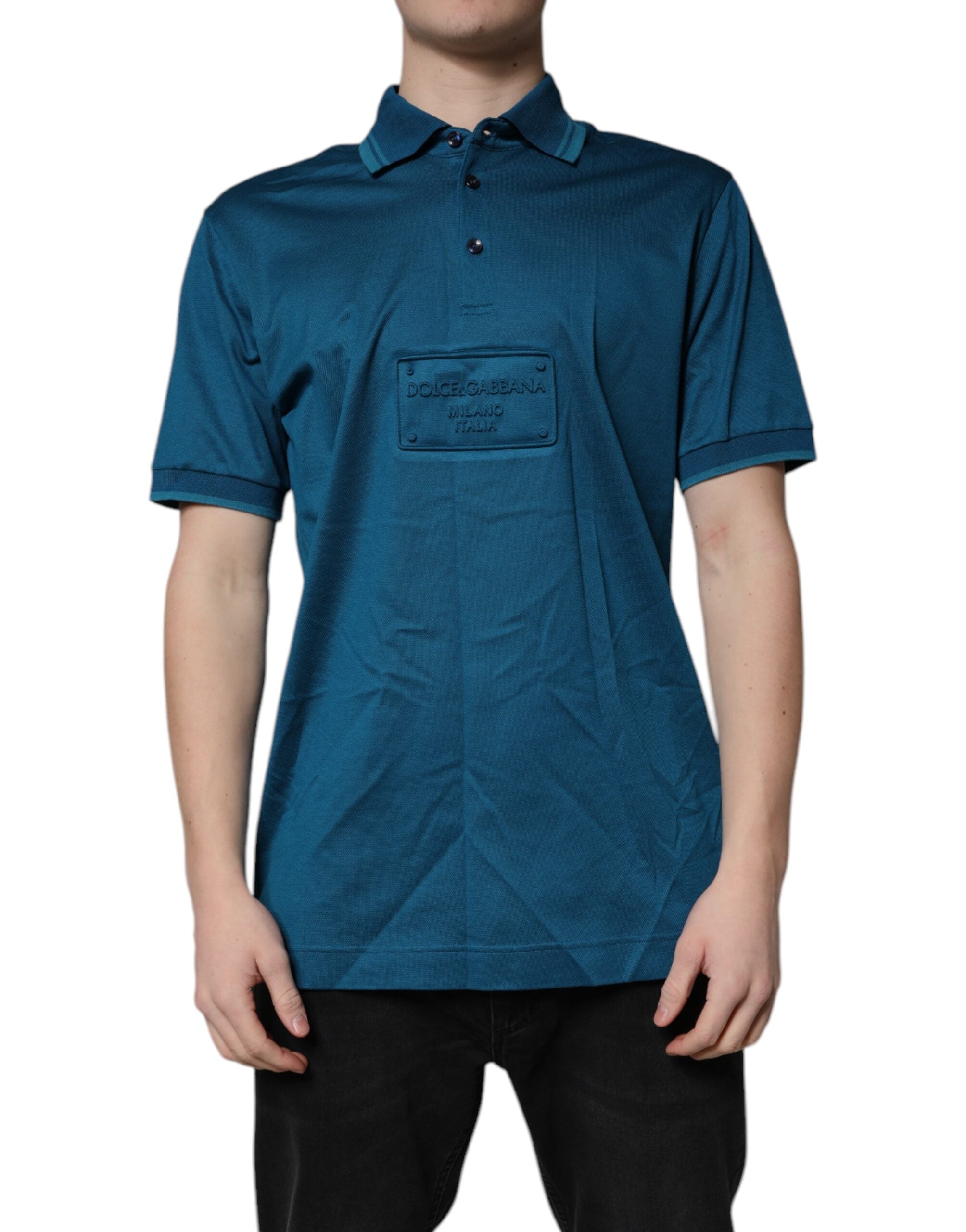 Dolce & Gabbana Blue Logo Cotton Men Polo Shirt T-shirt - - Dolce & Gabbana.