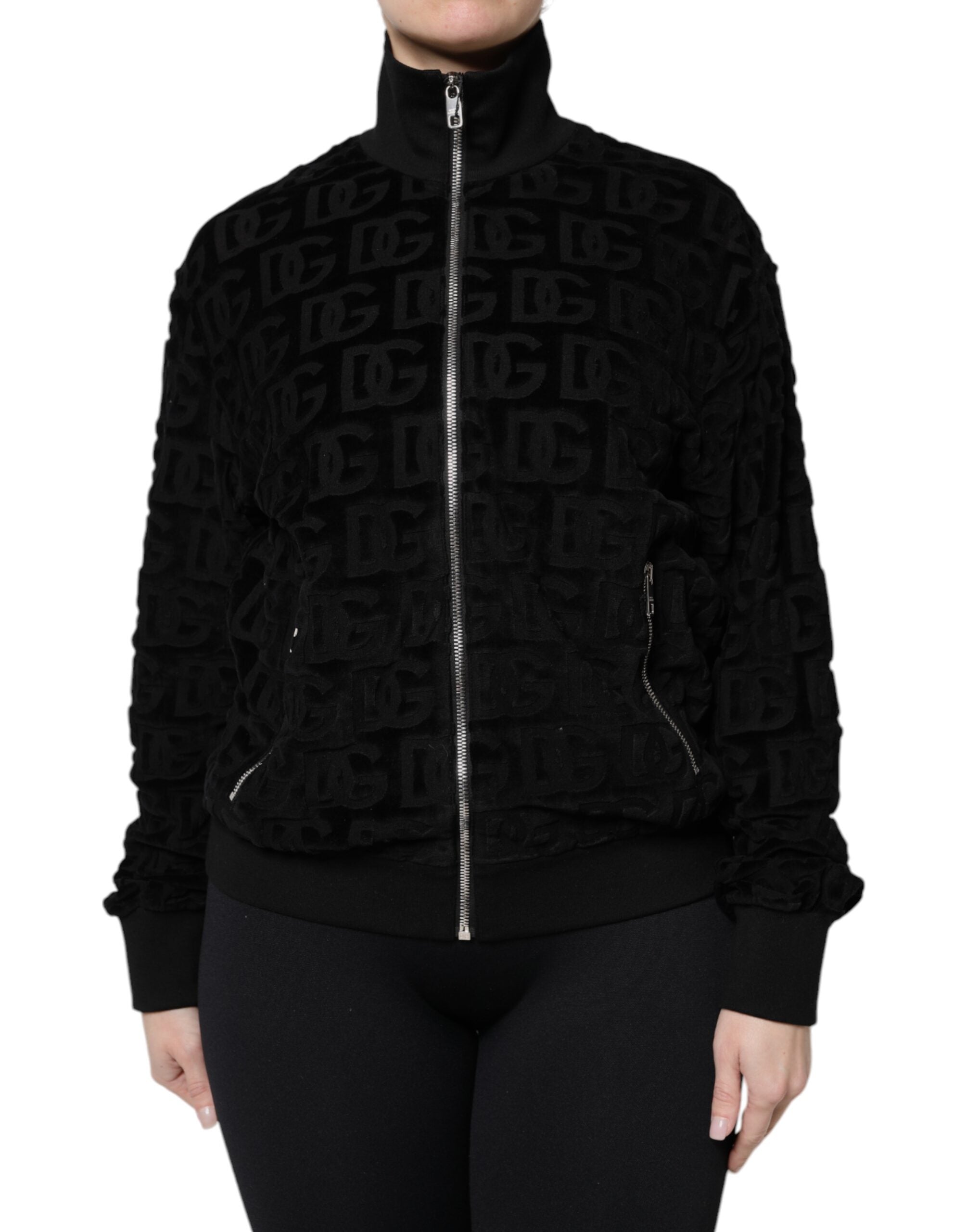 Dolce & Gabbana Black Logo Monogram Full Zip Bomber Jacket - - Dolce & Gabbana.