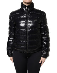 Dolce & Gabbana Black Logo Plaque Full Zip Puffer Jacket - - Dolce & Gabbana.