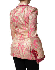 Dolce & Gabbana Pink Gold Jacquard Nylon Coat Blazer Jacket - - Dolce & Gabbana.