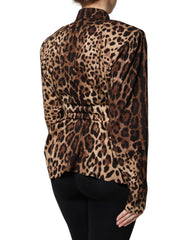 Dolce & Gabbana Brown Leopard Silk Button Down Coat Jacket - - Dolce & Gabbana.