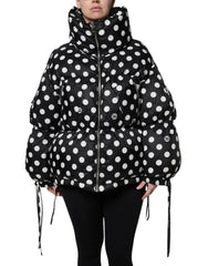 Dolce & Gabbana Black White Polka Dot Full Zip Puffer Jacket - - Dolce & Gabbana.