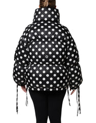 Dolce & Gabbana Black White Polka Dot Full Zip Puffer Jacket - - Dolce & Gabbana.