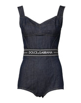 Dolce & Gabbana Blue Cotton Stretch Sleeveless Bodycon Denim Bodysuit -   -  Dolce & Gabbana.