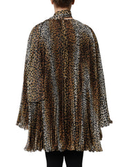 Dolce & Gabbana Brown Leopard Print Scarf Collared Chiffon Dress - - Dolce & Gabbana.