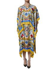 Dolce & Gabbana Multicolor Majolica Kaftan Short Sleeves Maxi Dress - - Dolce & Gabbana.