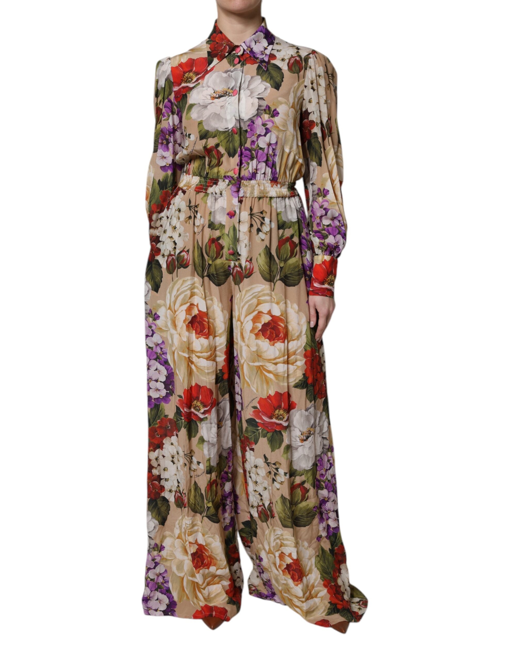 Dolce & Gabbana Multicolor Floral Wide Leg Jumpsuit Dress - - Dolce & Gabbana.