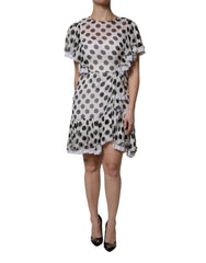 Dolce & Gabbana White Polka Dotted Silk Blend A-line Dress - - Dolce & Gabbana.