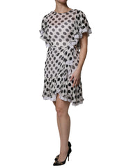 Dolce & Gabbana White Polka Dotted Silk Blend A-line Dress - - Dolce & Gabbana.