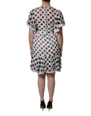Dolce & Gabbana White Polka Dotted Silk Blend A-line Dress - - Dolce & Gabbana.